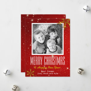Pour Fêtes Annuelles Cartes de Noël Sparkling Red Gold Flat