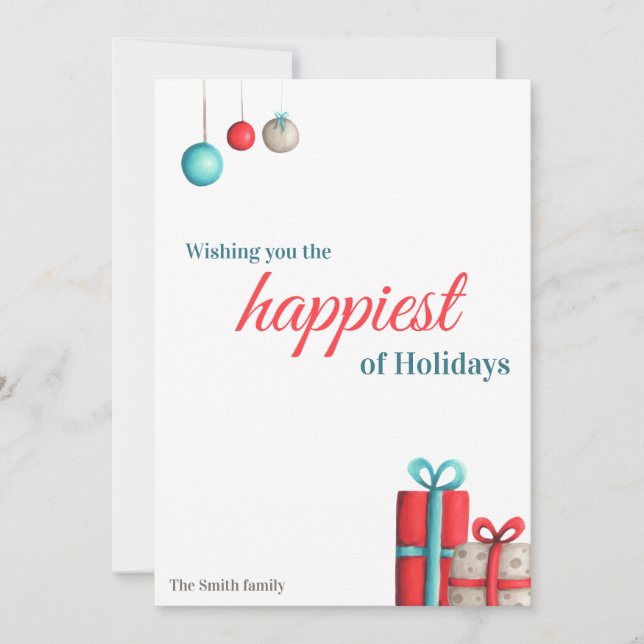 Pour Fêtes Annuelles Cartes de Noël Turquoise et Rouge (Devant)