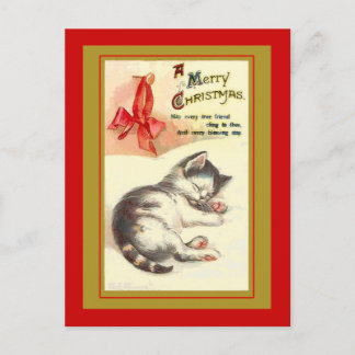 Pour Fêtes Annuelles Cartes de Noël Vintage Sweet Kitten