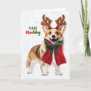 Pour Fêtes Annuelles Cartes de Noël Welsh Corgi Drôle Puces Navidog