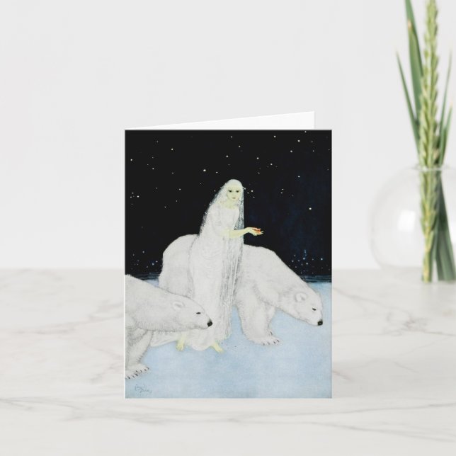Pour Fêtes Annuelles Cartes de note d'ours blanc d'hiver de vacances de (Devant)
