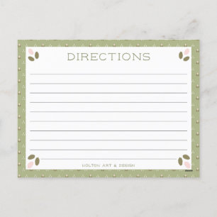 Pour Fêtes Annuelles Cartes de recettes Motif rose et vert vintage