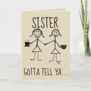 POUR FÊTES ANNUELLES CARTES DE SALUT DE SOEUR DE CAFÉ