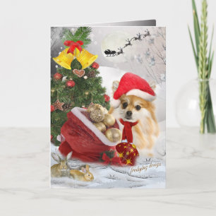 Pour Fêtes Annuelles Cartes de scène de neige de Noël de Pomeranian
