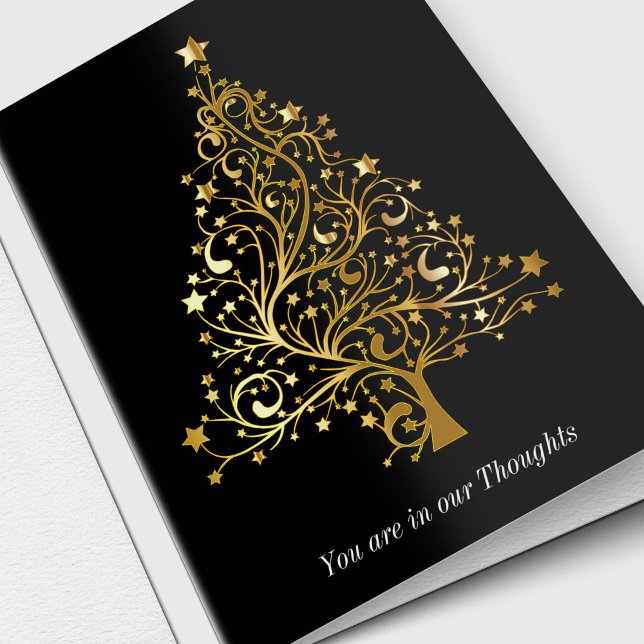 Pour Fêtes Annuelles Cartes de Sympathie Noël | Arborescence Or (Gold Christmas Tree Sympathy Memorial Bereavement Thinking Of You Card)