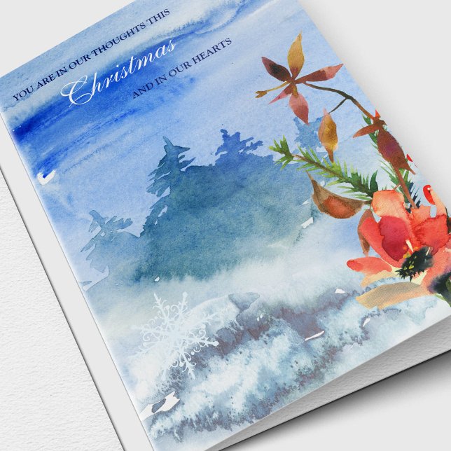 Pour Fêtes Annuelles Cartes de Sympathie Noël | Dans nos pensées (In Our Thoughts Memorial Sympathy Thinking of You Card)