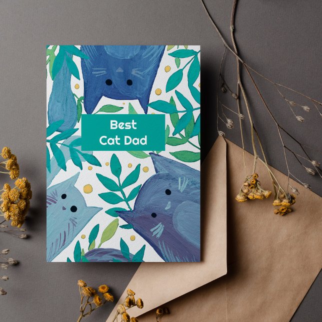 Pour Fêtes Annuelles Cartes de vacances Blue Cats & branches Meilleur p (Créateur téléchargé)