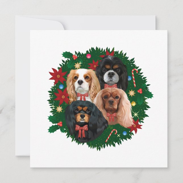 Pour Fêtes Annuelles Cartes de vacances Cavalier King Charles Spaniel (Devant)