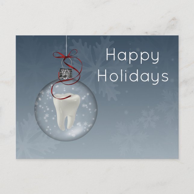 Pour Fêtes Annuelles Cartes de vacances de dentiste bleu argent (Devant)