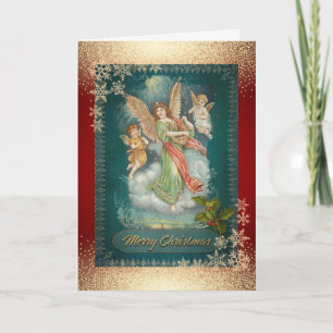 Pour Fêtes Annuelles Cartes de vacances Flocons de neige d'Anges Vintag