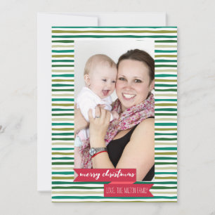 Pour Fêtes Annuelles Cartes de vacances modernes à rayures vertes - Pho