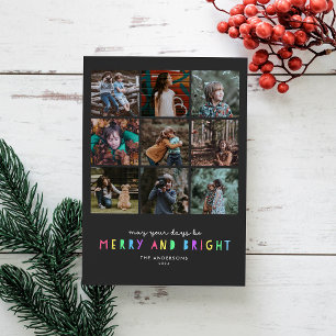 Pour Fêtes Annuelles Cartes de vacances multi-photos avec lumières vive