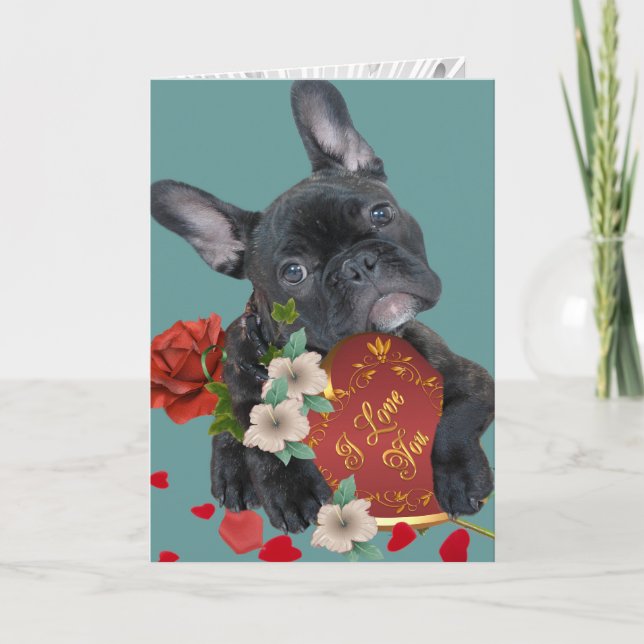 POUR FÊTES ANNUELLES CARTES DE VALENTINE DE BOULEDOGUE FRANÇAIS (Devant)