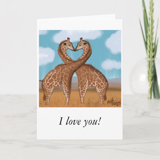 Pour Fêtes Annuelles Cartes de Valentines d'amour de girafes (Devant)