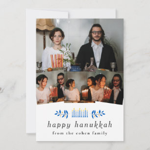 Pour Fêtes Annuelles Cartes de vœux de Hanukkah Famille Minimaliste Élé