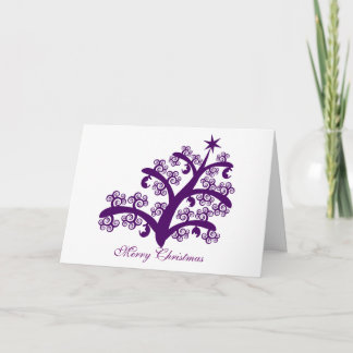 Pour Fêtes Annuelles Cartes de voeux de Noël : arbre de Noël pourpre