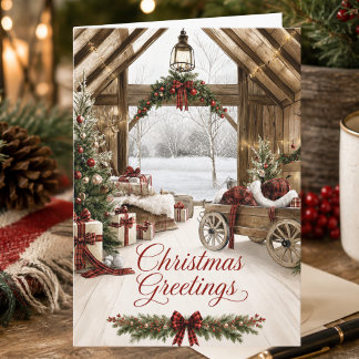 Pour Fêtes Annuelles Cartes de vœux de Noël au plaid rouge de campagne