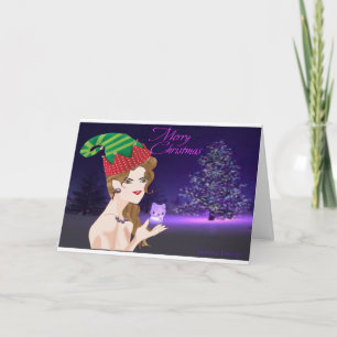 Pour Fêtes Annuelles Cartes de vœux de Noël avec des elfes magiques