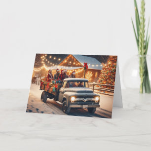 Pour Fêtes Annuelles Cartes de vœux de Noël avec promenade en chariot d