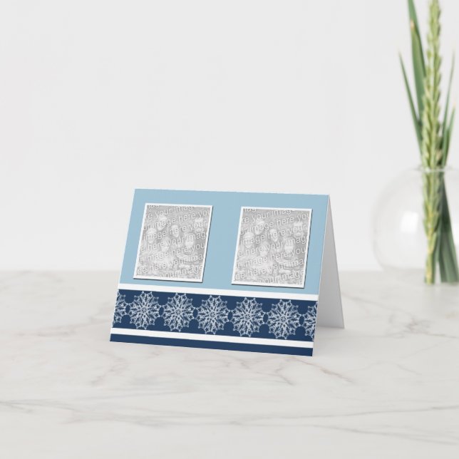 Pour Fêtes Annuelles Cartes de voeux de Noël Blue Snowflake (Devant)