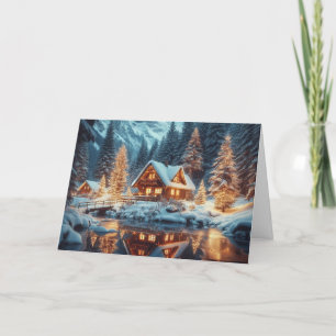 Pour Fêtes Annuelles Cartes de voeux de Noël Cabine rustique