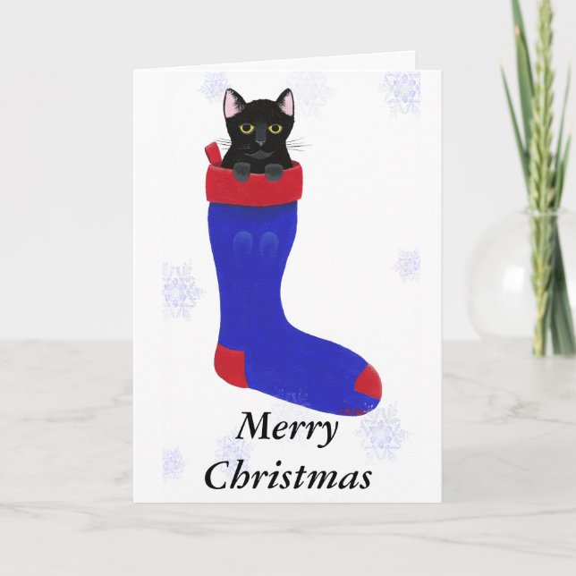 Pour Fêtes Annuelles Cartes de voeux de Noël Chat Snowflakes (Devant)