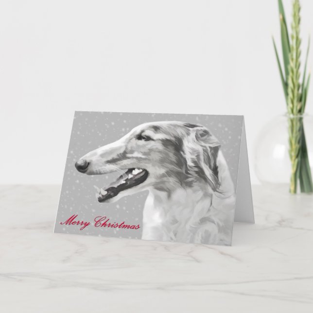 Pour Fêtes Annuelles Cartes de voeux de Noël de Borzoi (Devant)
