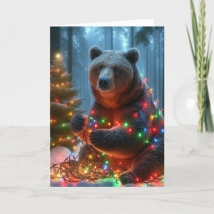 Pour Fêtes Annuelles Cartes de vœux de Noël en bois d'ours