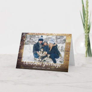 Pour Fêtes Annuelles Cartes de vœux de Noël en bois rustique Photo Camp