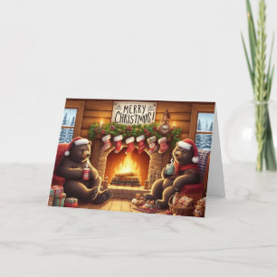Pour Fêtes Annuelles Cartes de voeux de Noël Ours.