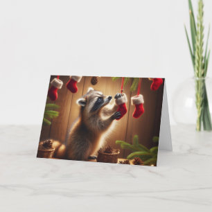Pour Fêtes Annuelles Cartes de voeux de Noël Raccoon