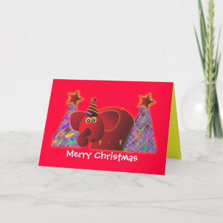 Pour Fêtes Annuelles Cartes de voeux de Noël : Red elephant 2