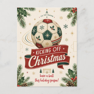 Pour Fêtes Annuelles Cartes de vœux de Noël vintage ballon de football