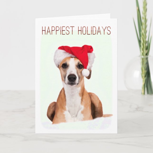Pour Fêtes Annuelles Cartes de voeux de Noël Whippet (Devant)