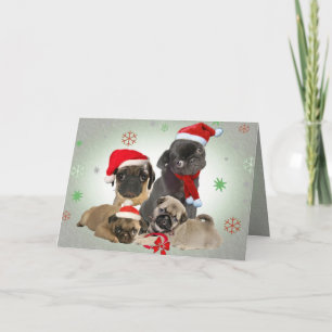 Pour Fêtes Annuelles Cartes de voeux de pattes de Père Noël de carlin