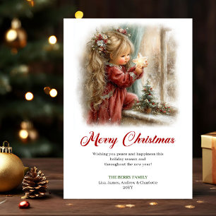Pour Fêtes Annuelles Cartes de vœux de scène de Noël avec une jolie pet