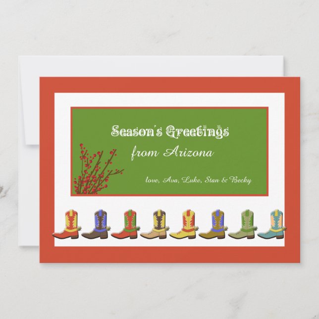 Pour Fêtes Annuelles Cartes de vœux de vacances Bottes en rangée (Devant)