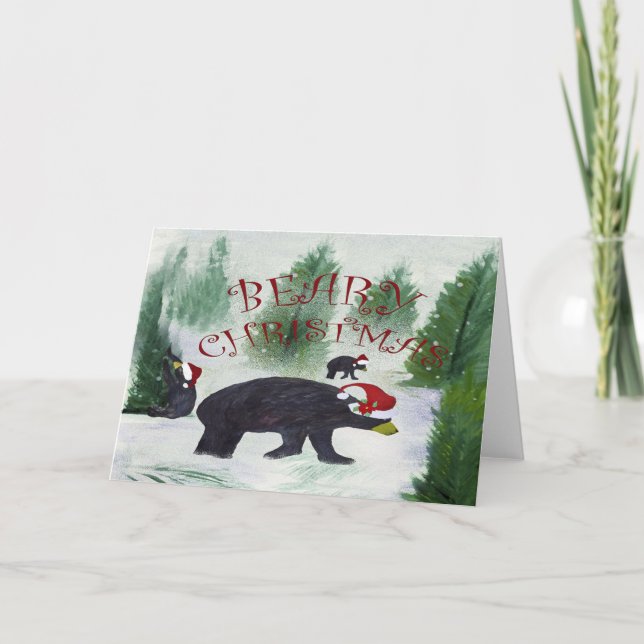 Pour Fêtes Annuelles Cartes de vœux de vacances d'ours de Noël joyeux. (Devant)
