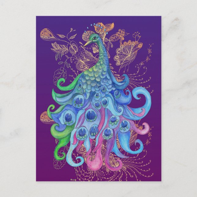 Pour Fêtes Annuelles Cartes de voeux de vacances paisibles Peacock (Devant)