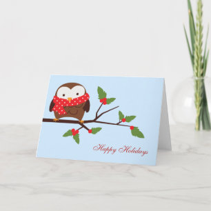 Pour Fêtes Annuelles Cartes de voeux faites sur commande de hibou de