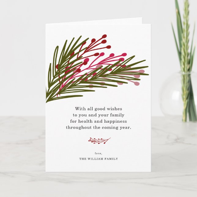 Pour Fêtes Annuelles Cartes de voeux feuilles et baies (Devant)