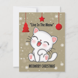 Pour Fêtes Annuelles Cartes de voeux "FUNNY CAT MEOWRRY CHRISTMAS"