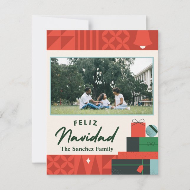 Pour Fêtes Annuelles Cartes de vœux géométriques "Feliz Navidad" Photo  (Devant)