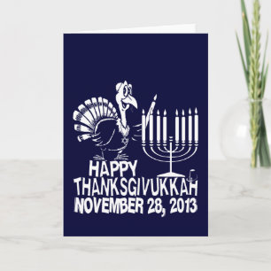 Pour Fêtes Annuelles Cartes de voeux heureuses de Thanksgivukkah
