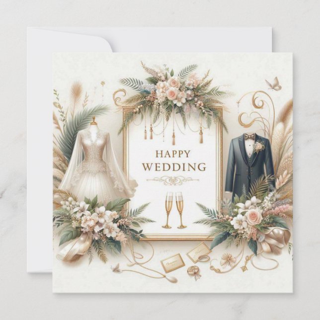 Pour Fêtes Annuelles Cartes de voeux Mariages joyeuses (Devant)