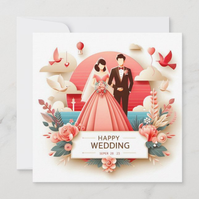 Pour Fêtes Annuelles Cartes de voeux Mariages joyeuses (Devant)