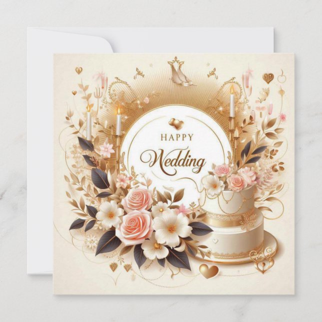 Pour Fêtes Annuelles Cartes de voeux Mariages joyeuses (Devant)