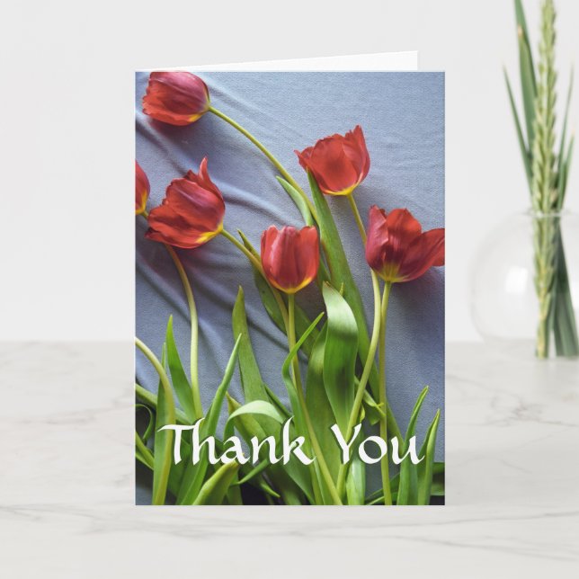 Pour Fêtes Annuelles Cartes de voeux Merci personnalisées Red Tulips (Devant)
