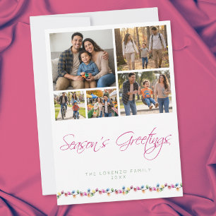 Pour Fêtes Annuelles Cartes de vœux modernes avec 5 photos et lumières