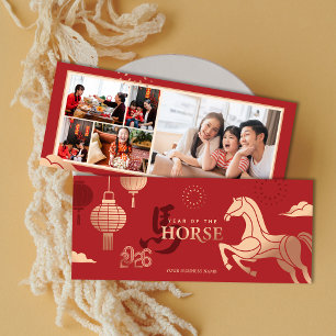 Pour Fêtes Annuelles Cartes de vœux Nouvel An Chinois Cheval en Or 2026
